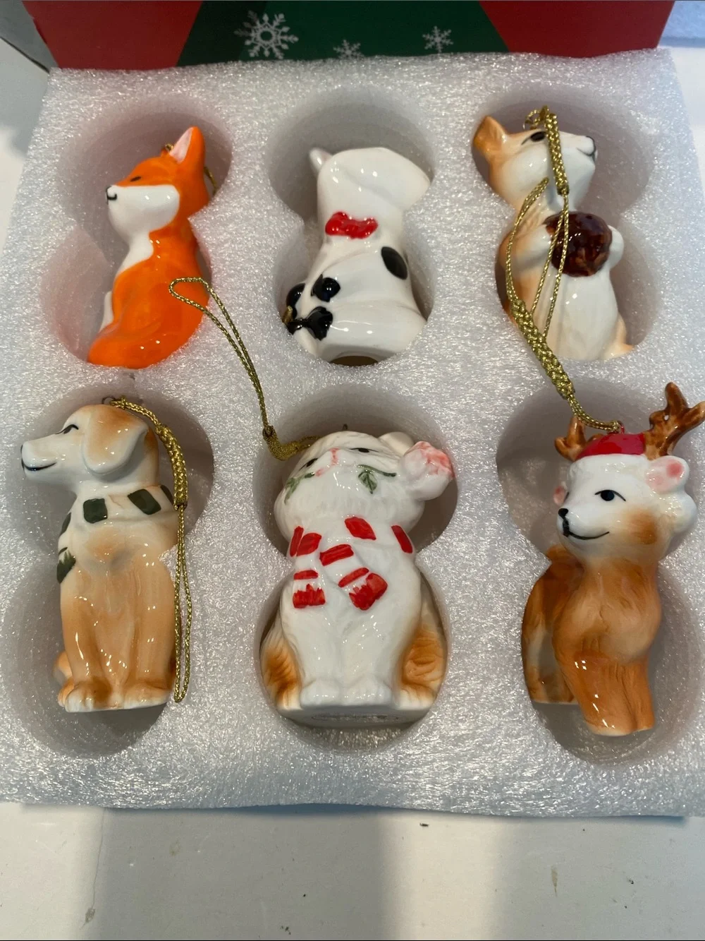 NIB Hand-Painted Ceramic Animal Ornaments for your tree